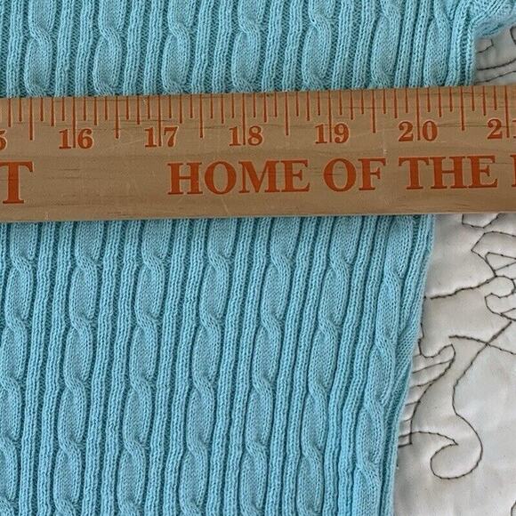 Studio Works Light Blue Cable Knit Women’s V-Neck Pullover Sweater Size Large - Picture 8 of 11